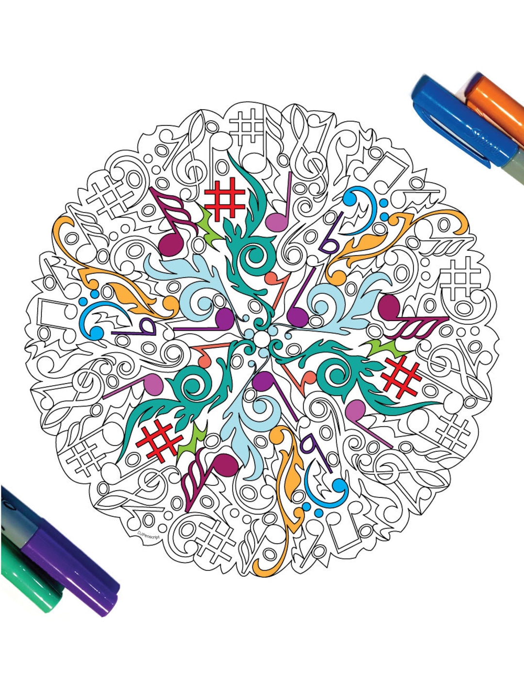 Music Mandala PDF Coloring Page - Etsy