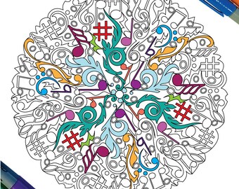 Music Mandala - PDF Coloring Page