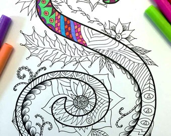 Letter S Coloring Page - Inspired by the font "Harrington"