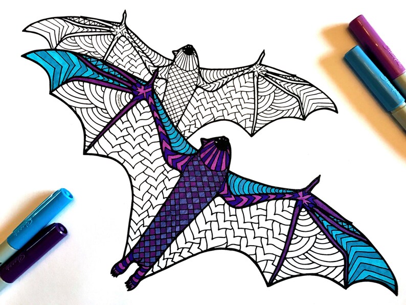 Fruit Bats PDF Animal Coloring Page | Etsy