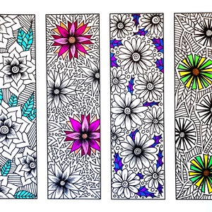 Flower Bookmarks - PDF Coloring Page