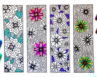 Flower Bookmarks - PDF Coloring Page
