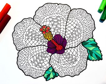 Hibiscus - PDF Coloring Page