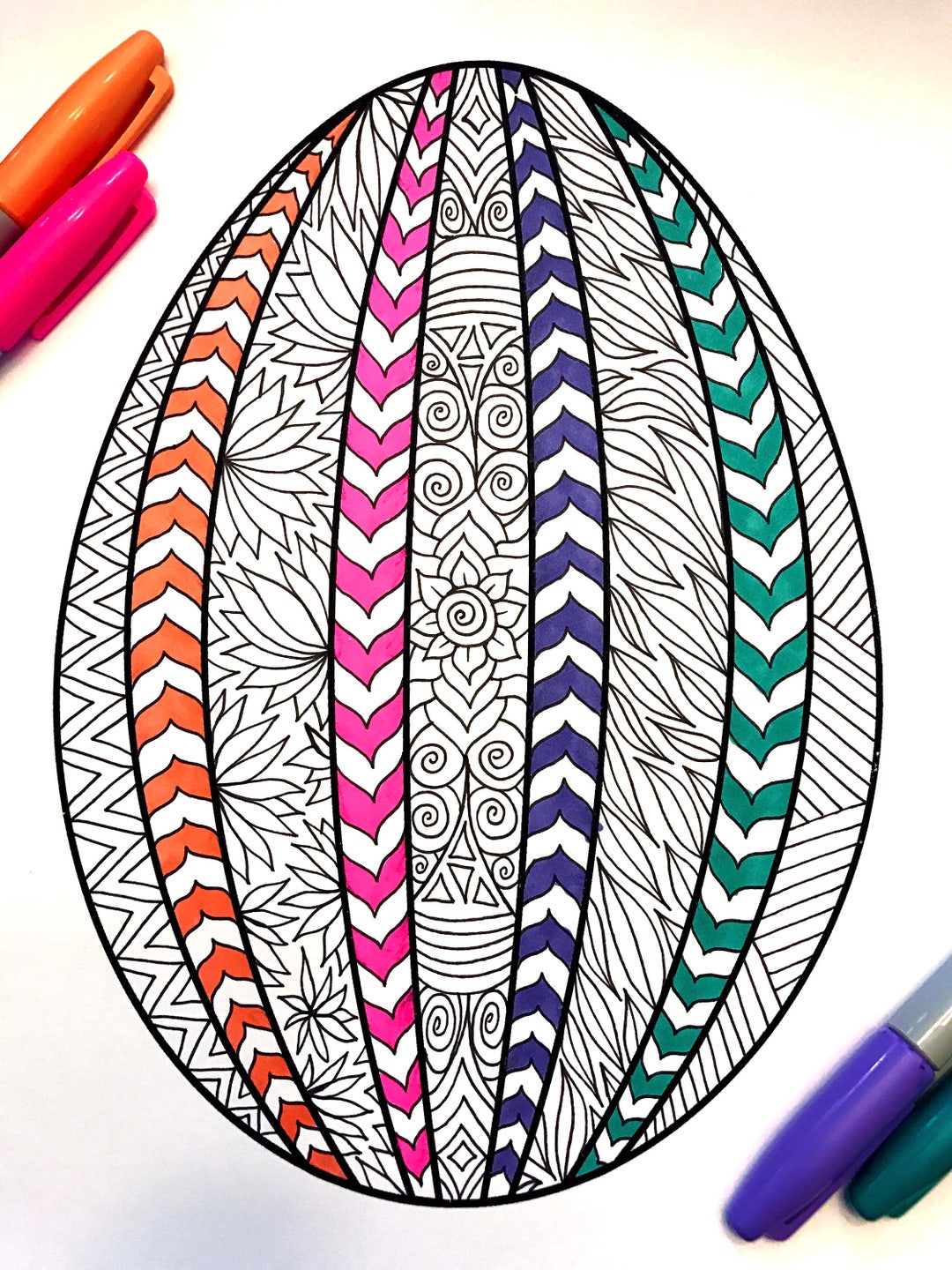 Striped Easter Egg PDF Coloring Page - Etsy