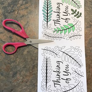 Thinking of You Card With Ferns and Leaves - Printable PDF Coloring ...