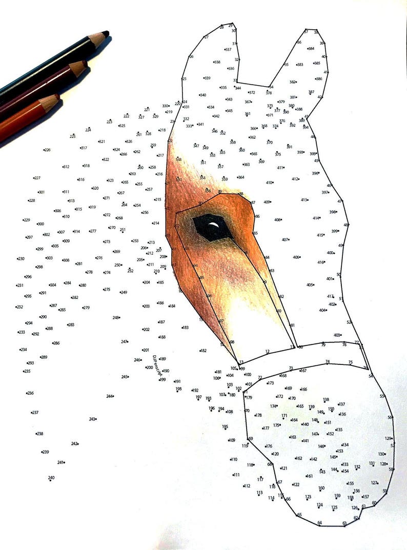 Horse Extreme Dot to Dot PDF Activity and Coloring Page | Etsy