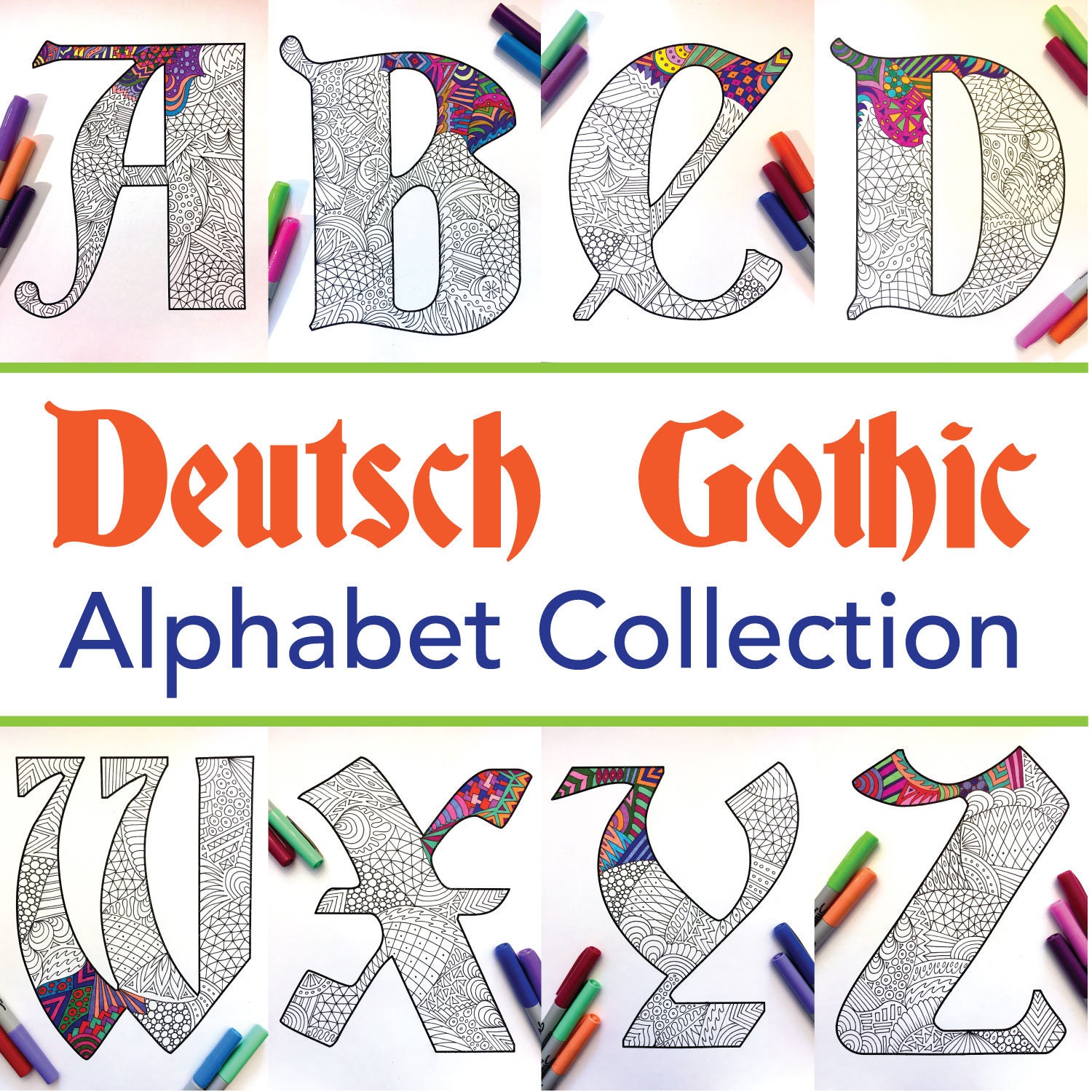 26 Uppercase Letter Coloring Pages Inspired by the font | Etsy