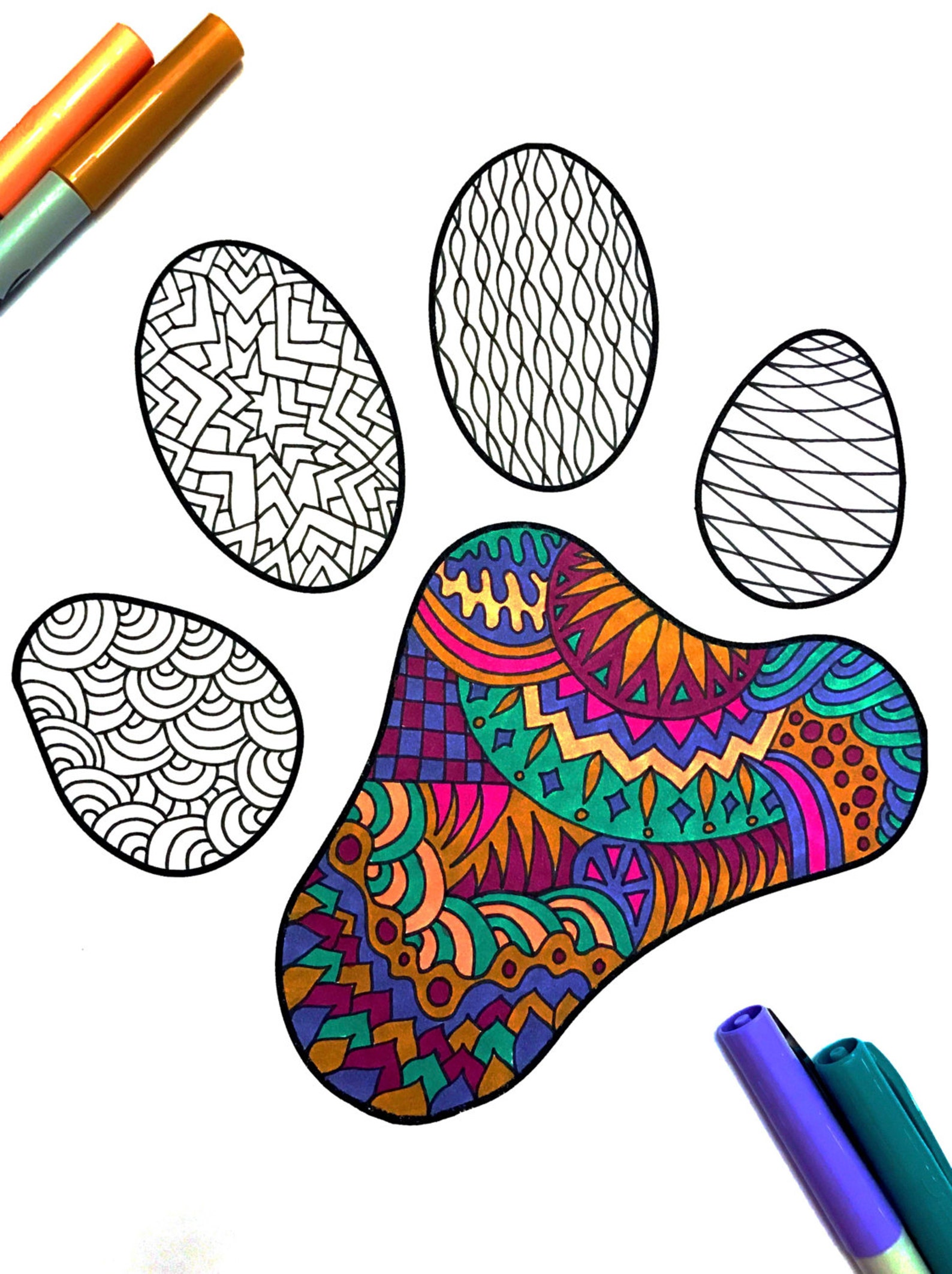 Paw Print PDF Coloring Page (Download Now) - Etsy