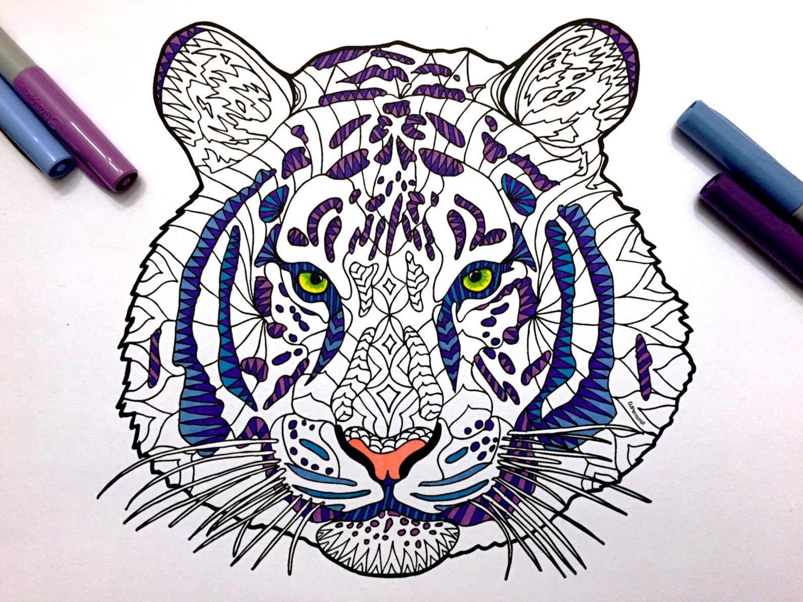 Tiger PDF Animal Coloring Page - Etsy