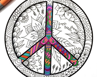 Peace Sign - PDF Coloring Page
