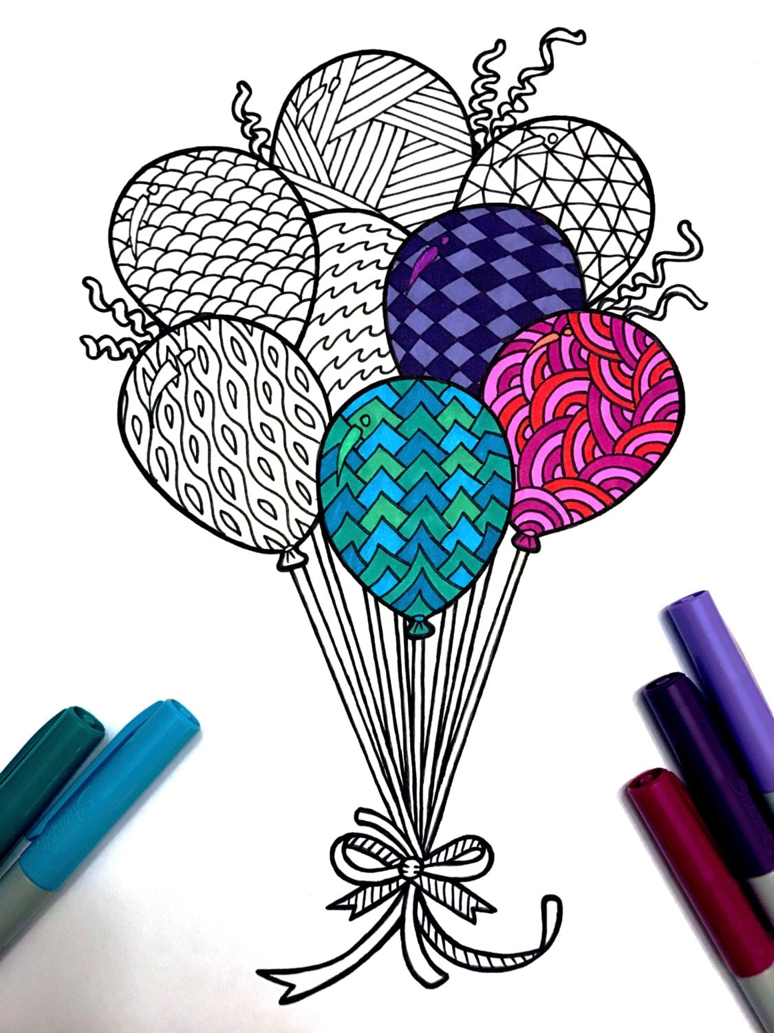 Balloons - PDF Coloring Page - Etsy
