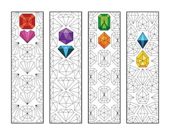 Gemstone Bookmarks - PDF Coloring Page