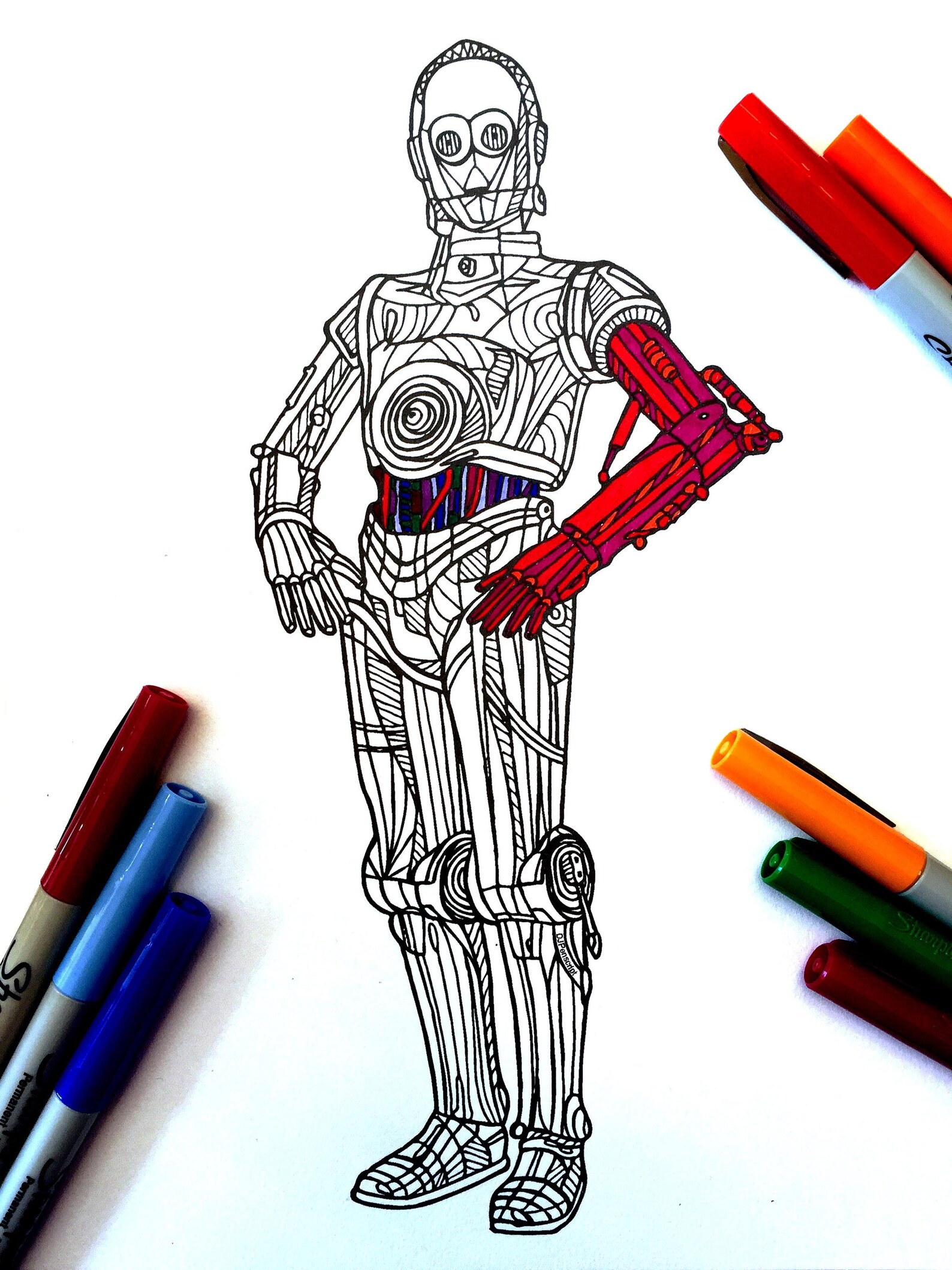 C3PO PDF Zentangle Coloring Page | Etsy