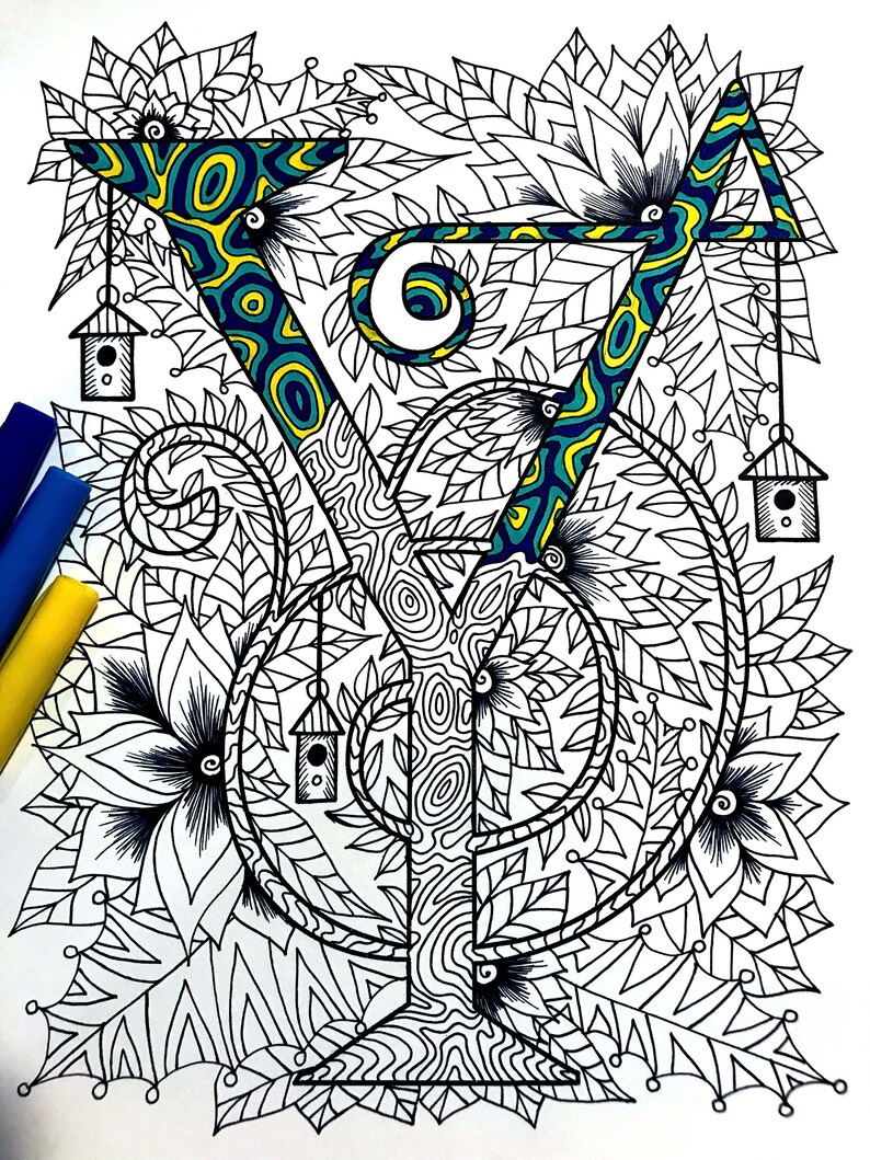 Letter Y Coloring Page Inspired by the Font - Etsy