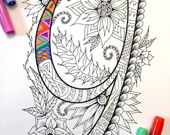 Letter Y Coloring Page - Inspired by the font "Harrington"