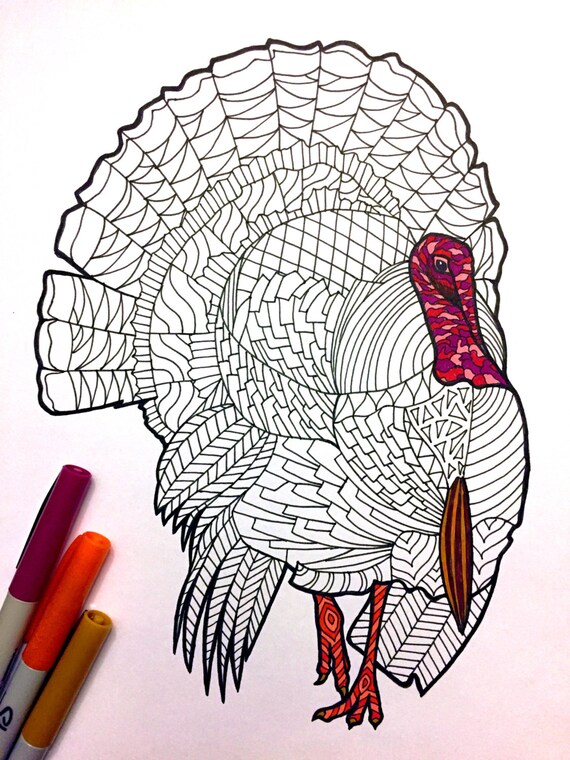 Turkey PDF Zentangle Coloring Page