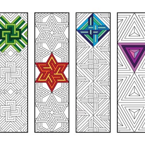 Intricate Geometric Bookmarks - PDF Coloring Page