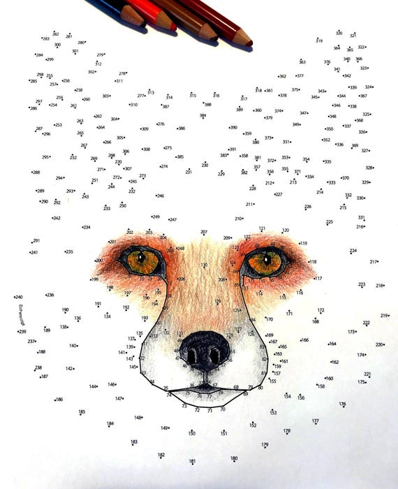 Fox Extreme Dot To Dot Pdf Activity And Coloring Page Etsy