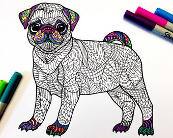Cucciolo di carlino - Pagina da colorare di animali PDF
