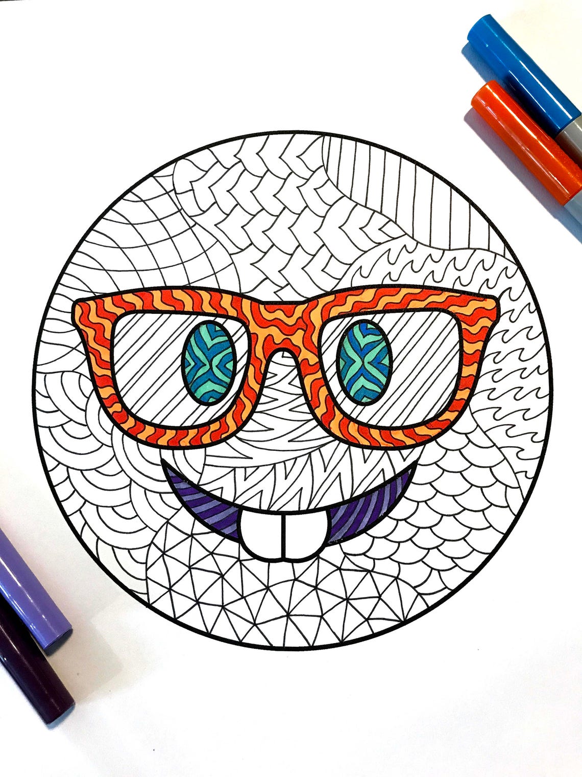 Nerd Emoji PDF Coloring Page | Etsy