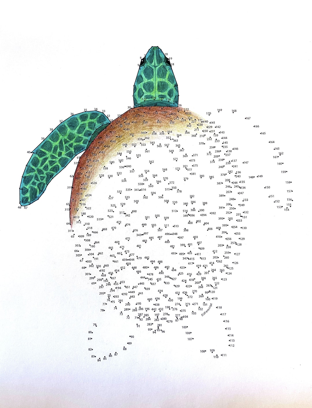 Sea Turtle - Extreme Dot to Dot - PDF Activity and Coloring Page - Etsy