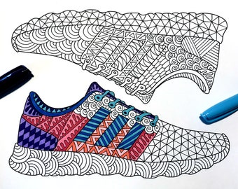 sneakers shoes pdf coloring page etsy