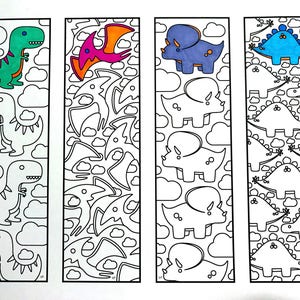 Cute Dinosaur Bookmarks - PDF Coloring Page
