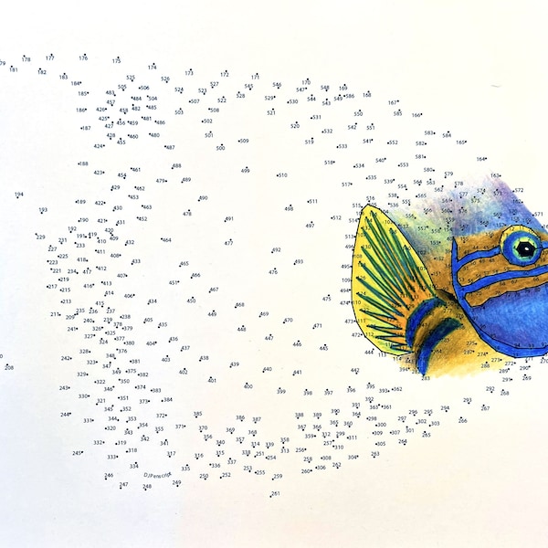 Tropical Fish - Extreme Dot to Dot - PDF Activity and Coloring Page