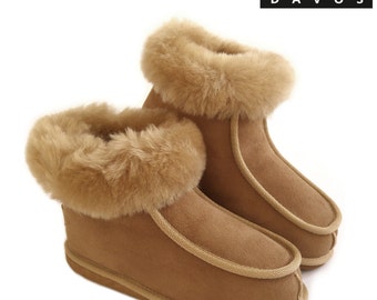 New Ladies Women's Premium 100%  Pure Twinface Sheepskin Boots Slippers EVA Sole UGG Style