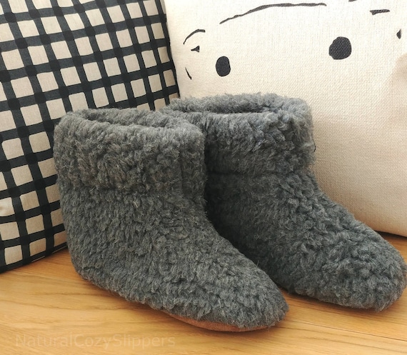 Box /&Gift Bag Mens Womens Pure Sheep Wool Boot Slippers Real Leather Suede Sole