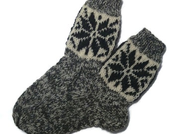 Warm hand knitted 100% pure natural sheep wool socks, walking boot socks, wellington boot socks, slipper socks PZ4