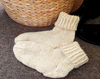 Warm hand knitted 100% pure natural sheep wool socks, walking boot socks, wellington boot socks, slipper socks P2