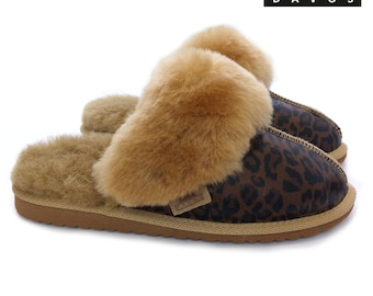 New Women's Ladies Premium 100% Pure Sheep Wool Genuine Sheepskin Mules Slippers with EVA Sole