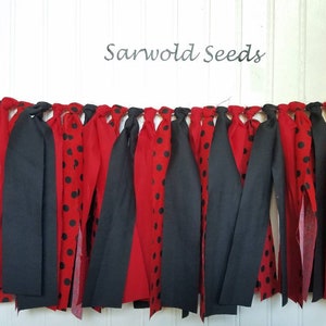 Ladybug, Red, Black, Fabric Banner, Highchair, Birthday, Party Decor, Cake Smash, Age, Photo Shoot, Back Drop, Rag Tie