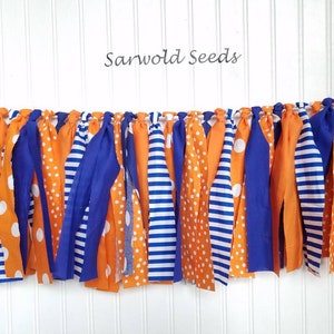 Estandarte de tela azul y naranja, estandarte de pastel smash, estandarte de silla alta, estandarte de cumpleaños, decoración de fiesta
