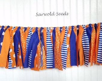 Blue and Orange Fabric Banner, Cake Smash Banner, High Chair Banner, Birthday Banner, Party Decor