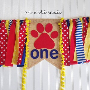 Puppy Dog, Patrol, Paw Print Fabric Banner, High Chair Banner, Birthday Banner, Cake Smash image 3