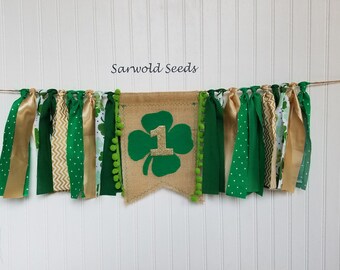 St Patricks Day Fabric Banner, Birthday, Highchair, Cake Smash, Back Drop, Photo Shoot