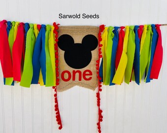 Mickey Mouse Burlap Center Banner