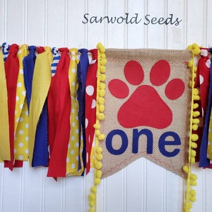 Puppy Dog, Patrol, Paw Print Fabric Banner, High Chair Banner, Birthday Banner, Cake Smash image 2