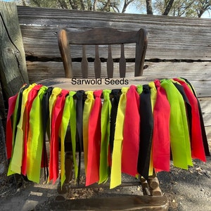 Birds, Red, Green, Yellow, Black, Fabric Banner, Birthday, Party Decor, Photo Shoot, Cake Smash, Highchair, Rag Tie