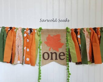 Fall Birthday Banner, Harvest Birthday Banner, Leaf Fabric Banner, Birthday Banner, High Chair Banner, Cake Smash Banner, Photo Shoot Banner