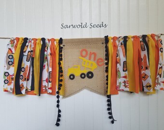 Construction, Dump Truck, Fabric Banner, Birthday, Highchair, Cake Smash, Nursery, Shower, Party Decor, Photo Shoot, Back Drop, Bunting