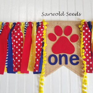 Puppy Dog, Patrol, Paw Print Fabric Banner, High Chair Banner, Birthday Banner, Cake Smash image 4