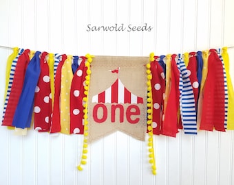 Circus Fabric Banner, Highchair, Cake Smash, Birthday, Photo Shoot, Back Drop