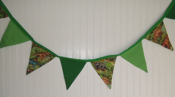 Dinosaur Dinosaur Train Green T Rex Fabric Banner Bunting Birthday Cake Smash Party Decor Nursery Bedroom Shower Playroom