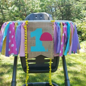Ice Cream Fabric Banner,  High Chair Banner, Cake Smash Banner,  Birthday Banner