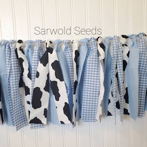 Blue Cow Birthday Banner, Holy Cow, I'm One High Chair Banner, Cowboy Birthday Banner, Cake Smash Banner,  Photo Shoot