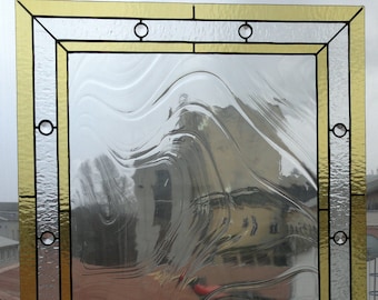Stained Glass curtains with Crystal, Stained Glass Transom Window, Mission Style in Clear Textures, privacy drapes Panel textured glass
