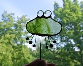 Gardening gift green frog decor Stain Glass frog Plant Stake Dish Garden Decor Miniature plant frog Decor for vases Tiffany frog branch art